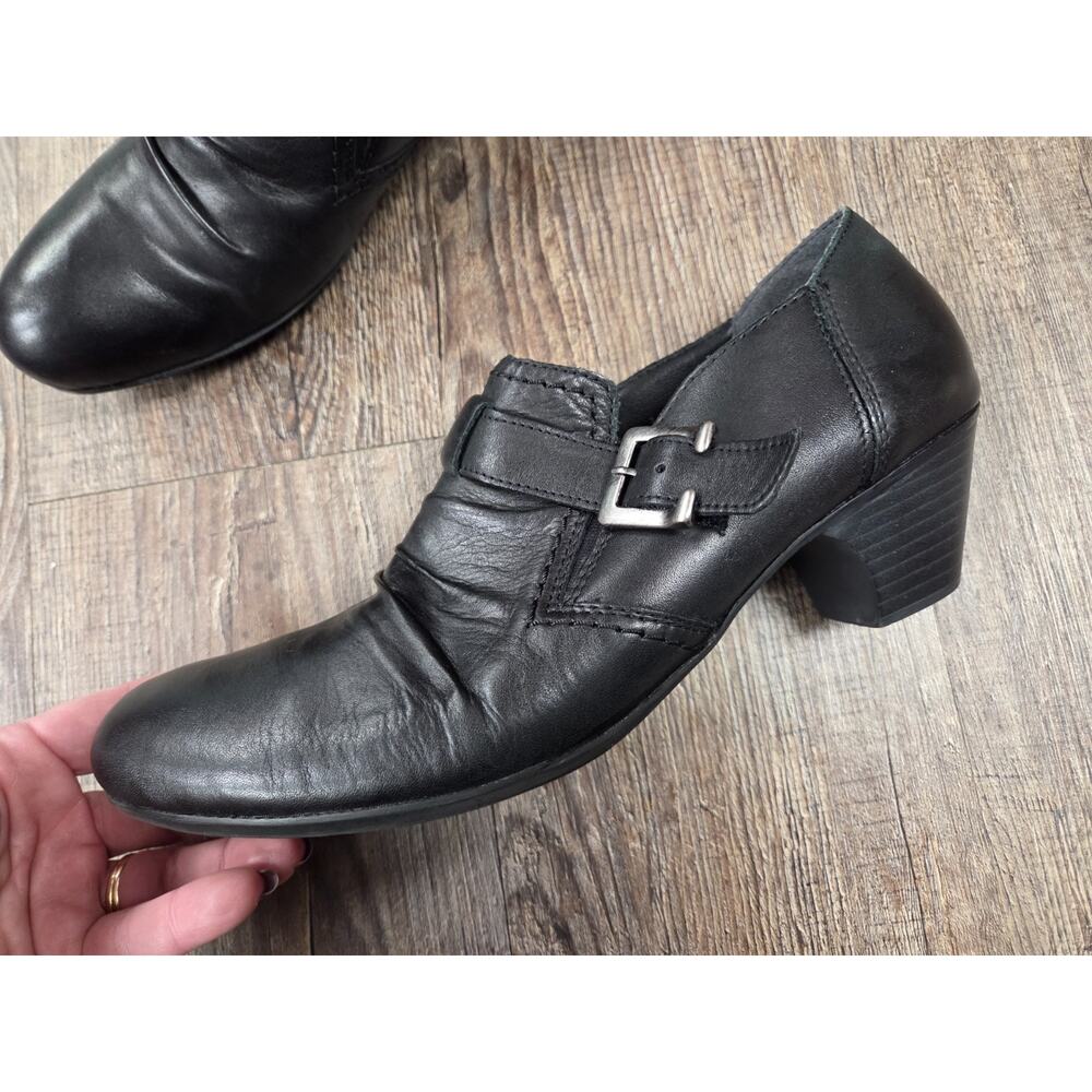 Rieker Sarah High Cut Court Black Leather Ankle Heels Bootie US 10.5/11 EUR 41 - Picture 3 of 9